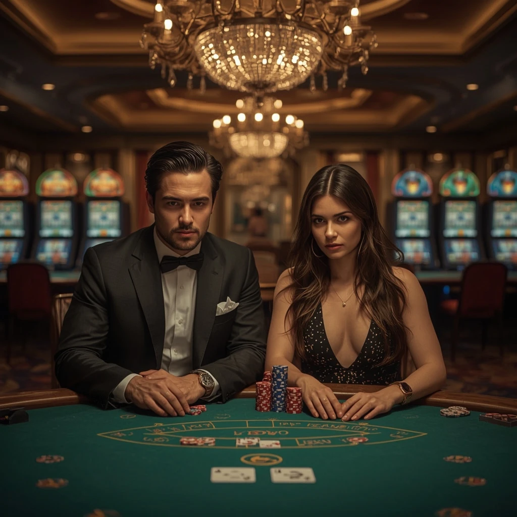 Two poker players at a Happistar Casino